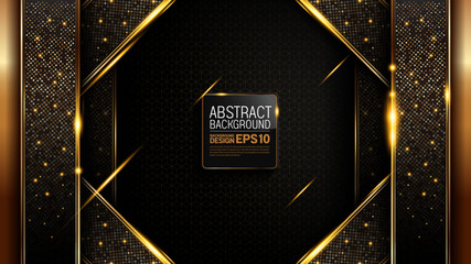 black gold background, luxury image abstract, straight lines overlap layer shadow gradients space composition, 3840 x 2160 monitor size for banner, flyer cover layout, template design