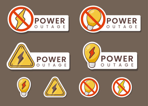Bundle set Blackout Power outage icon sticker.