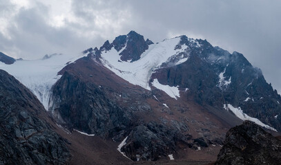 Summer view of a glacier at the top of Shymbulak ski station near Almaty, Kazakhstan