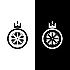 Tire repair shop and service design logo, tire brand and tire icon