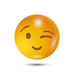 Winky face signals a joke or a hidden meaning. funny yellow emoticon. smiling emoticon character design. 3D emoticon for web. Vector Emoticon. for app