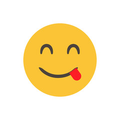 Tasty, deliciuos, yum. funny yellow emoticon. smiling emoticon character design. Isolated 3D. Vector Emoji. for app