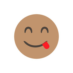 Fototapeta premium Tasty, deliciuos, yum. Vector illustration. realistic emoticon. isolated in white background. Vector Emoji. for web interface
