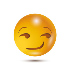 Flirting face, smug face, suggestive face. funny yellow emoticon. realistic emoticon. isolated in white background. Vector Emoticon. for ui interface
