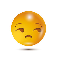 Fototapeta premium Dissatisfied, Meh, Unimpressed. funny yellow emoticon. smiling emoticon character design. 3D emoticon for web. Vector Emoji. for web interface