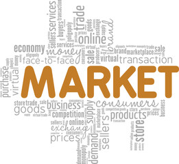 Market word cloud conceptual design isolated on white background.
