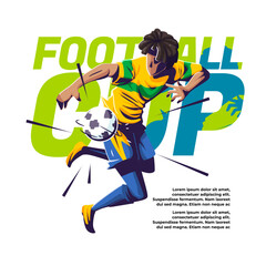 illustration of international soccer competition a player controlling the ball