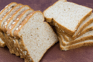 meal organic whole grain sliced ​​bread with oats on dining room