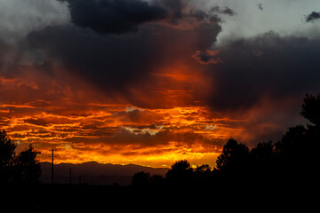 Fototapeta premium Colorado Living. Centennial, Colorado - Denver Metro Area Residential Fall Sunset Sky View