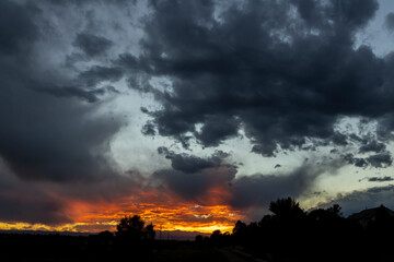 Colorado Living. Centennial, Colorado - Denver Metro Area Residential Fall Sunset Sky View
