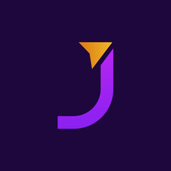 letter J logo with arrow shape design