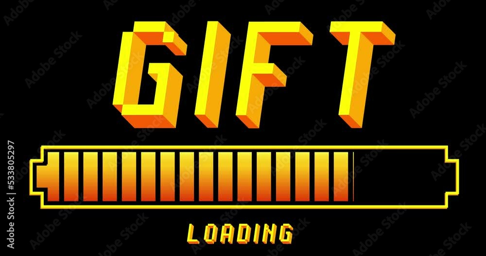 Poster gift text with loading, downloading, uploading bar indicator. download, upload on computer screen.