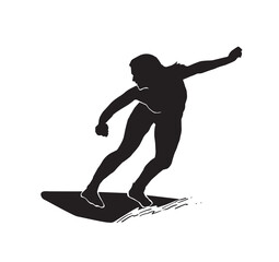 women surfing vector silhouette ride the wave