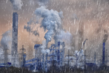 acid rain industry nature pollution carbon footprint background