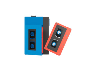 Retro cassette player icon Isolated 3d render Illustration
