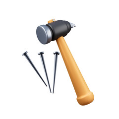 Wooden Hammer icon Isolated 3d render Illustration