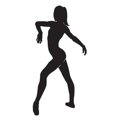 Obraz na płótnie Canvas vector silhouettes of young woman doing sport exercises in standing positions. Fitness workout icon. Slim sportive girl black profile isolated on white background. Healthy lifestyle.