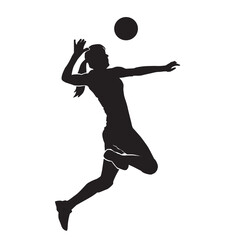 Fototapeta na wymiar female volleyball athlete silhouette on white background
