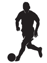 Fototapeta na wymiar Silhouette of a male football player on white background