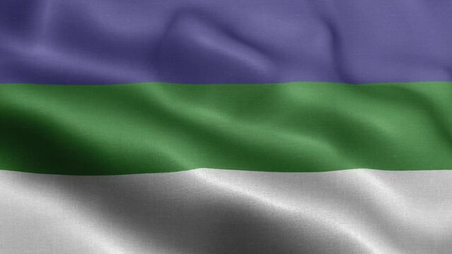 Flag Of Komi - Komi Flag High Detail - National flag Komi wave Pattern loopable Elements - Fabric texture and endless loop - Highly Detailed Flag - The flag of fluttering in the wind