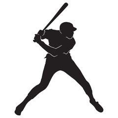 detailed baseball athlete vector silhouette
