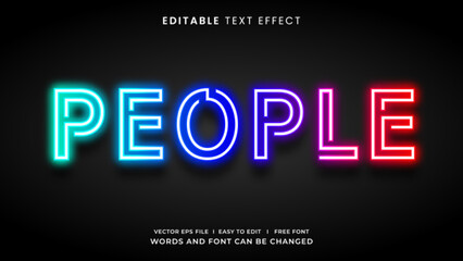 People neon light editable text effect