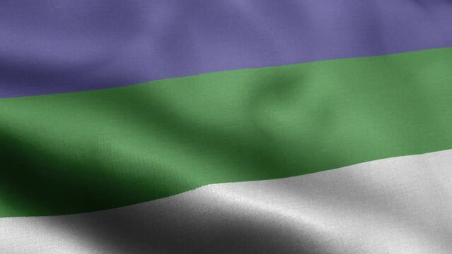 Flag Of Komi - Komi Flag High Detail - National flag Komi wave Pattern loopable Elements - Fabric texture and endless loop - Highly Detailed Flag - The flag of fluttering in the wind