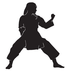 female martial athlete silhouette. karate kata athlete