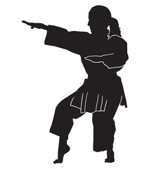 female martial athlete silhouette. karate kata athlete