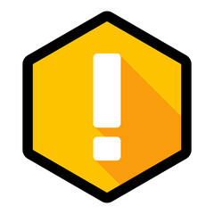 Exclamation mark, Attention sign, Caution icon, Hazard warning symbol, vector mark symbols Yellow style. Black stroke design. Isolated icon.