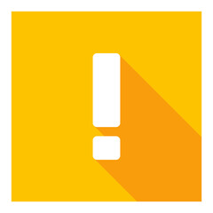 Exclamation mark, Attention sign, Caution icon, Hazard warning symbol, vector mark symbols Yellow style. White stroke design. Isolated icon.