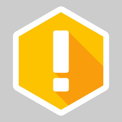 Exclamation mark, Attention sign, Caution icon, Hazard warning symbol, vector mark symbols Yellow style. White stroke design. Isolated icon.