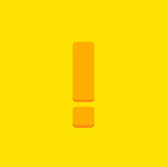 Exclamation mark, Attention sign, Caution icon, Hazard warning symbol, vector mark symbols Yellow style. Isolated icon.