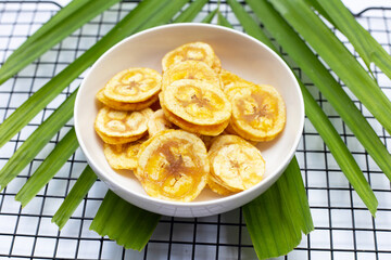 Banana stuffed with tamarind. Fruit snack