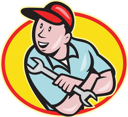 Mechanic Arms Crossed Spanner Retro