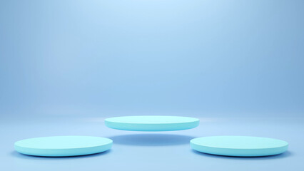 3D render, product background Show a pedestal scene with a geometric platform. 3d background backdrop render with podium cosmetic product display stand Showcase on stage, display base, blue back