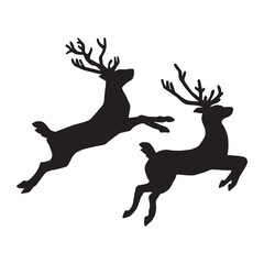 Fototapeta na wymiar Set of stag silhouette male deer vector icon on white background