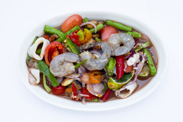 Thai spicy salad with seafood