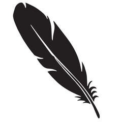 Black bird feathers. Realistic feather silhouette on a white background. Vector illustration