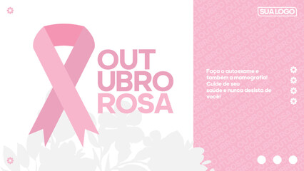october breast cancer awareness month design banner in portuguese language