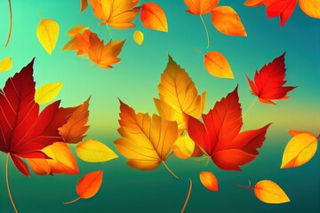Naklejka na ściany i meble realistic cartoon look summer background. 3d rendering autumn leaves background