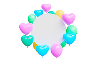 Obraz na płótnie Canvas Glossy balloons with heart shape icon isolated 3d render illustration