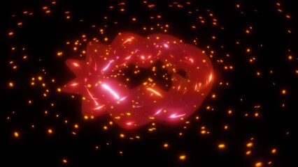 Rotating, glowing plasma ring. Fusion energy concept. Spinning portal, vortex. 3d render illustration