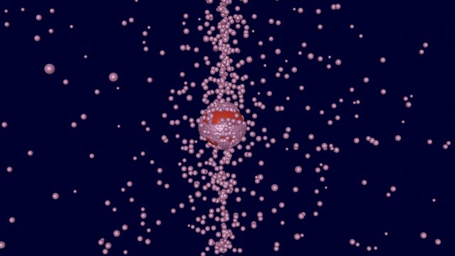 Imploding spheres falling to center of screen. Stars, planets, objects sucked into gravitational attractor. 3d render illustration