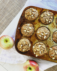 Vegan apple banana muffins freshly baked