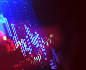 down trend of stock market investment graph