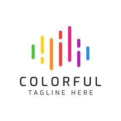 Logo Wave Abstract Shape with Simple Line Colorful Concept. Graphic  Futuristic Finance and Multimedia Creative Design