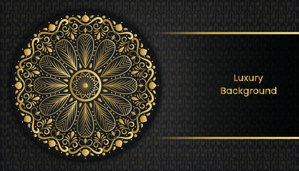 Luxury gold vintage creative invitation card. Arabesque style decorative background design.