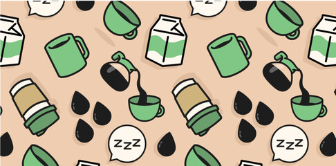 Coffee Symbols & Seamless Coffee Pattern