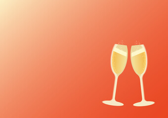 Glasses of the champagne vector.Happy New Year with champagne vector.Two glasses of champagne